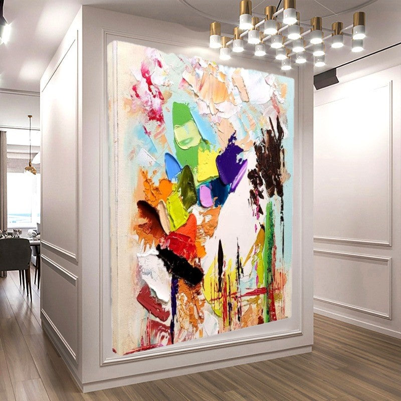 Modern Abstract Wall Art, Large Colorful Impasto Oil Painting on Canvas for Living Room