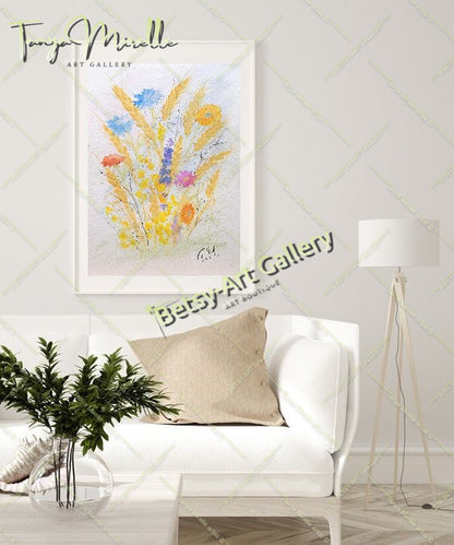 Watercolor Painting Ears of Wheat, Botanical Wall Art No Frame {{ shop_name }}watercolor art print birthday gift blooming garden art botanical print colorful painting floral art floral painting garden painting gift for mom mediterranean art nature painting paper painting small painting wall art home decor watercolor floral watercolor flowers watercolor landscape watercolor painting wildflowers painting