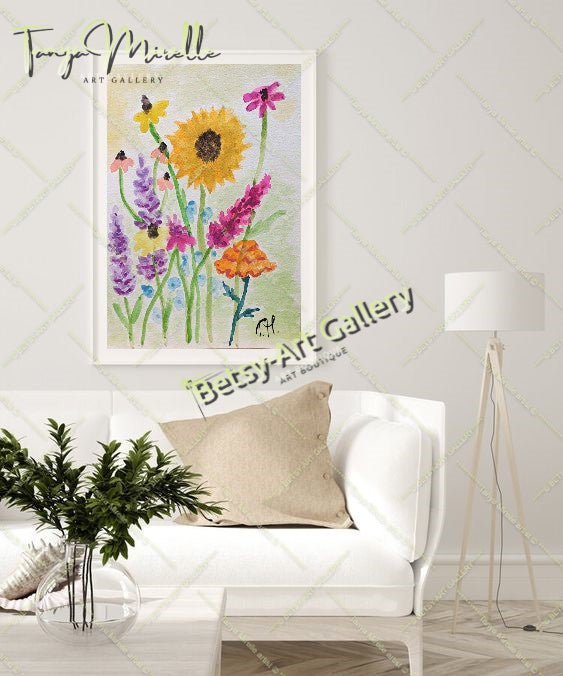 Botanical Wall Art Original Watercolor Floral Painting, No Frame {{ shop_name }}watercolor art print birthday gift blooming garden art botanical print colorful painting floral art floral painting garden painting gift for mom mediterranean art nature painting paper painting small painting wall art home decor watercolor floral watercolor flowers watercolor landscape watercolor painting wildflowers painting