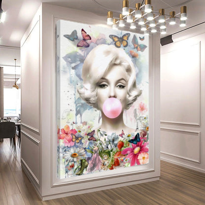 Floral Woman Art, Audrey Hepburn, Marilyn Monroe and Brigitte Bardot, Modern Pop Art Canvas Print E