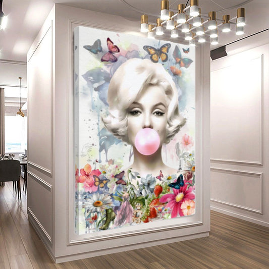 Floral Woman Art, Audrey Hepburn, Marilyn Monroe and Brigitte Bardot, Modern Pop Art Canvas Print E