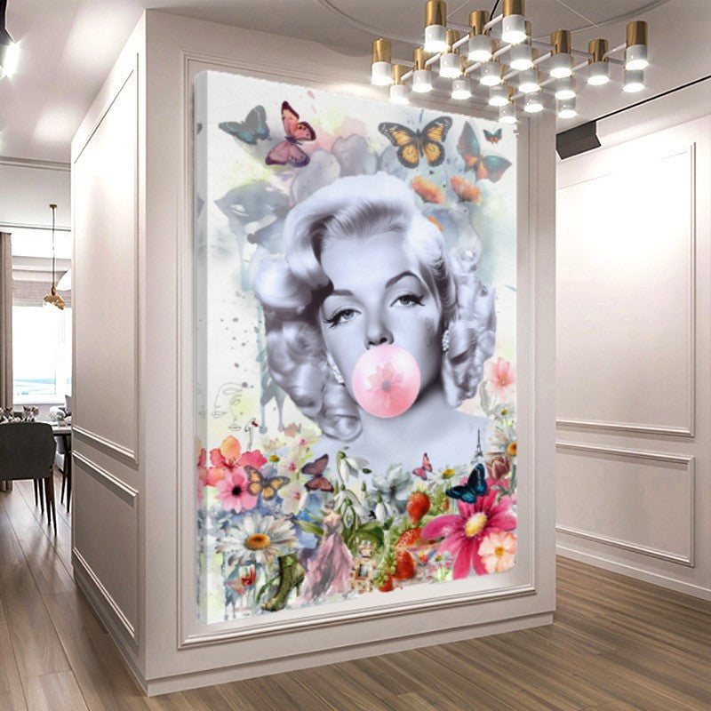 Floral Woman Art, Audrey Hepburn, Marilyn Monroe and Brigitte Bardot, Modern Pop Art Canvas Print – Large – Oil on Canvas – {{ product.title }} canvas artwork by Tanya Mirelle – modern wall decor – original artwork for home, living room, office, or gallery – original artwork by BETSY-ART GALLERY