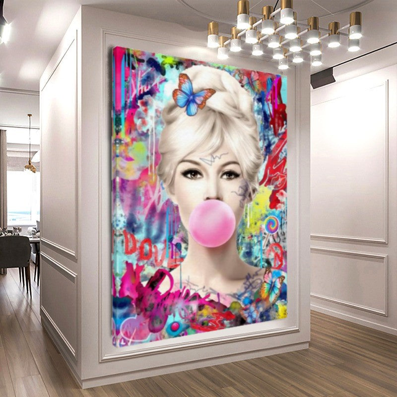 Audrey Hepburn, Marilyn Monroe and Brigitte Bardot, Bubble Gum Art, Modern Pop Art Canvas Print E