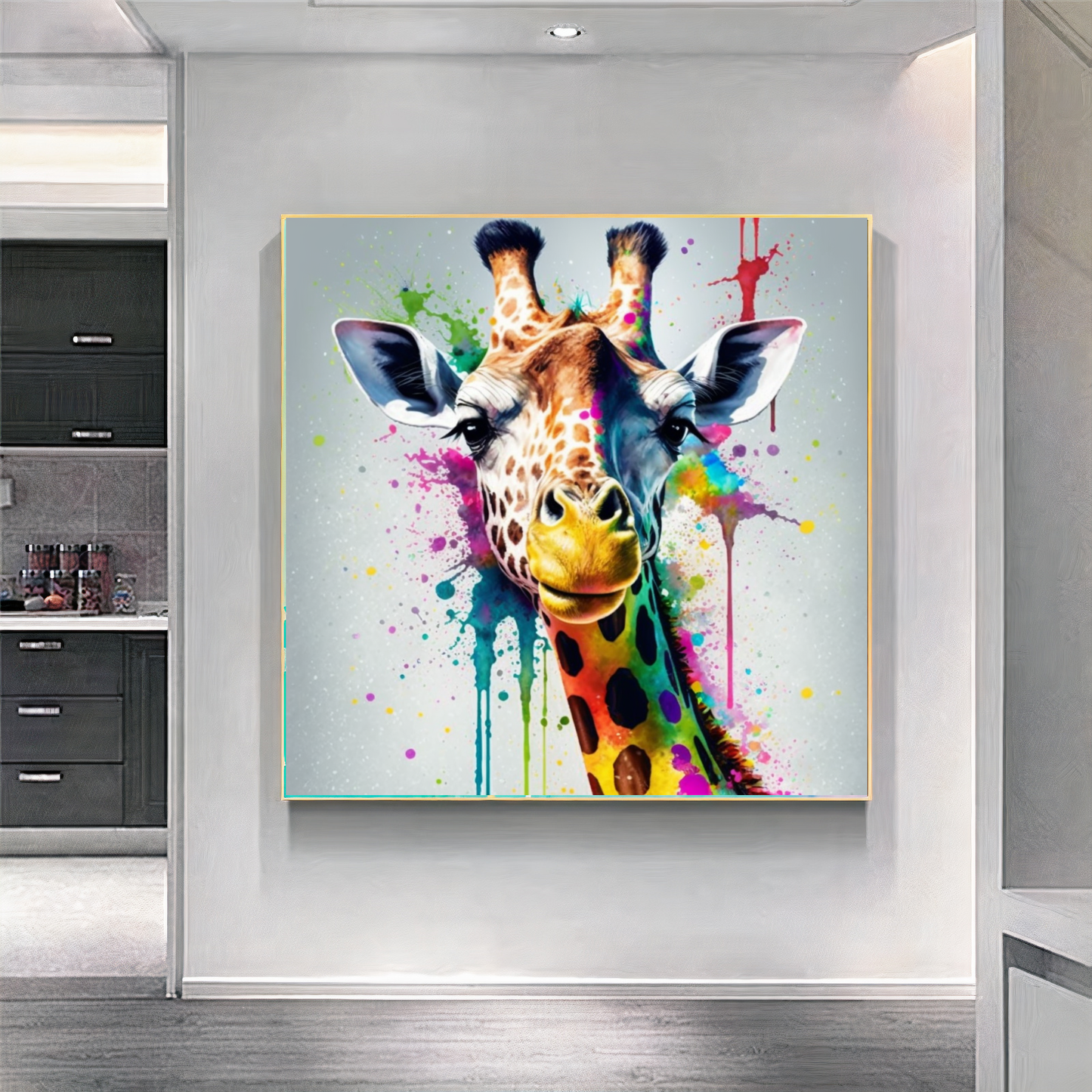 Colorful Giraffe Art - Animal Wall Art Printed Canvas - Fun Home Decor, Kids Room Decor