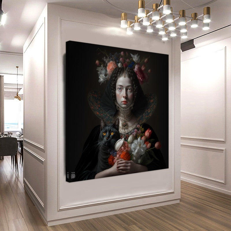 Marie Antoinette Floral Elegance - Renaissance-Inspired Canvas Print