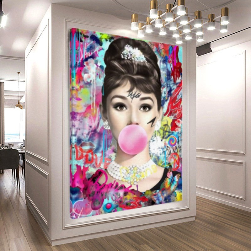 Audrey Hepburn, Marilyn Monroe and Brigitte Bardot, Bubble Gum Art, Modern Pop Art Canvas Print C