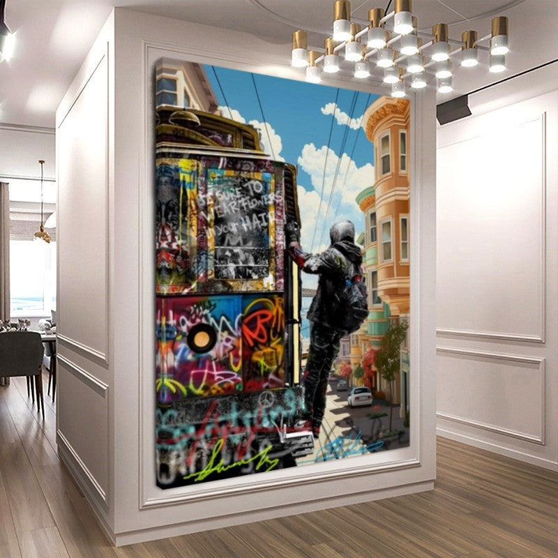 San Francisco Graffiti Streetcar Art Print on Canvas