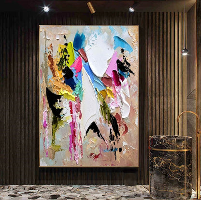 Large Modern Abstract Wall Art for Living room, Impasto Oil Painting on Canvas