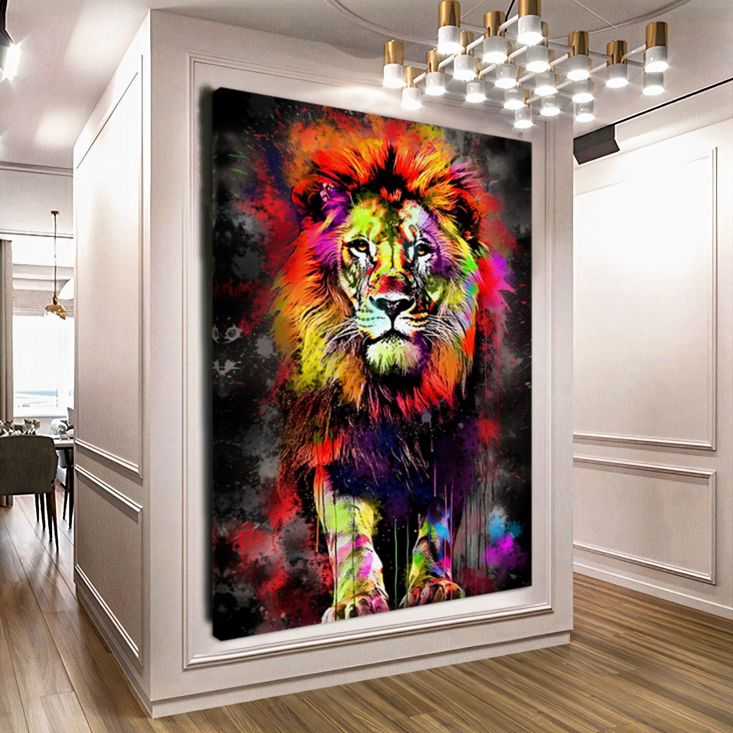 Vibrant Lion Canvas Print - Colorful Graffiti Art - Abstract Animal Wall Decor A