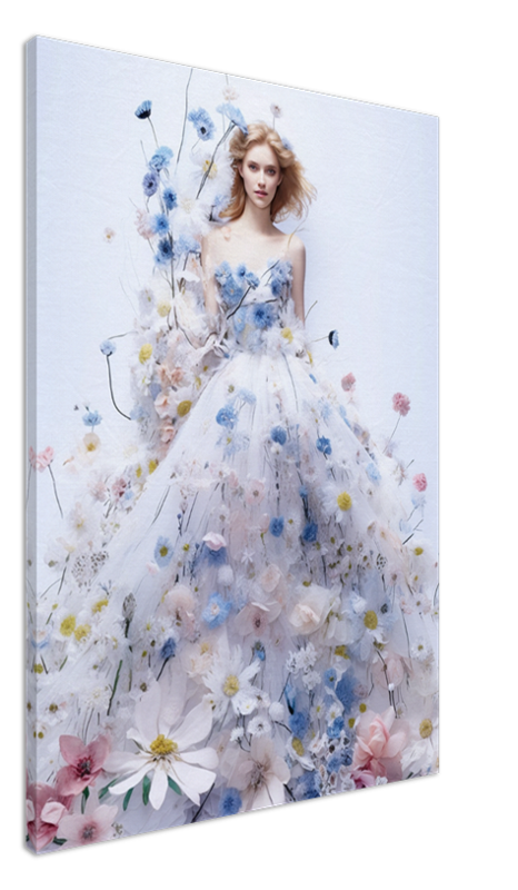 Floral Elegance in Bloom - Floral Woman Canvas Art - Romantic Print on Canvas - Luxury Canvas Wall Art – Large – Oil on Canvas – {{ product.title }} canvas artwork by Tanya Mirelle – modern wall decor – original artwork for home, living room, office, or gallery – original artwork by BETSY-ART GALLERY