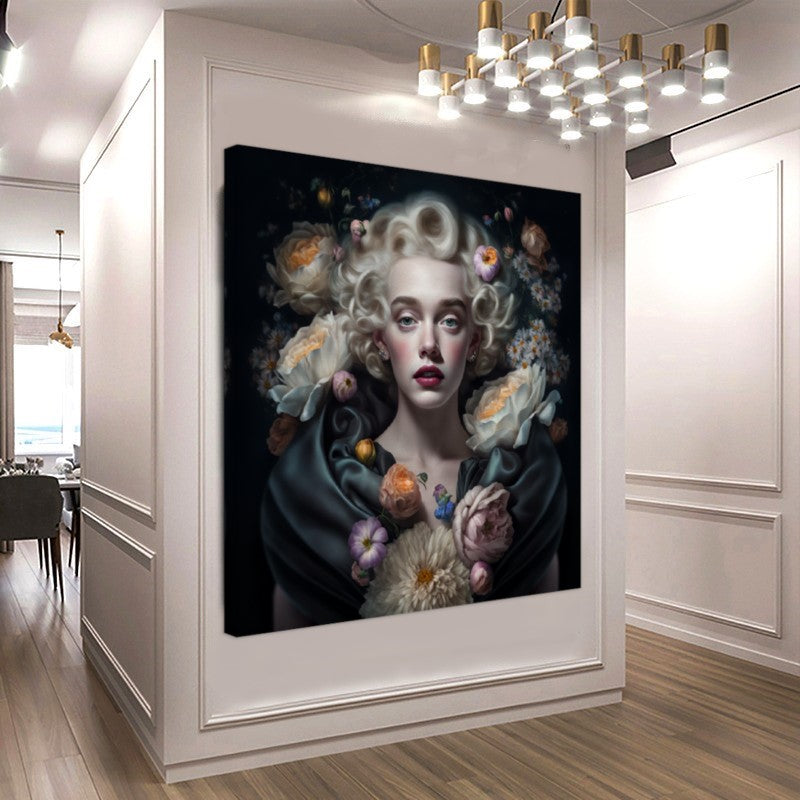 Marie Antoinette Floral Elegance - Renaissance-Inspired Canvas Print