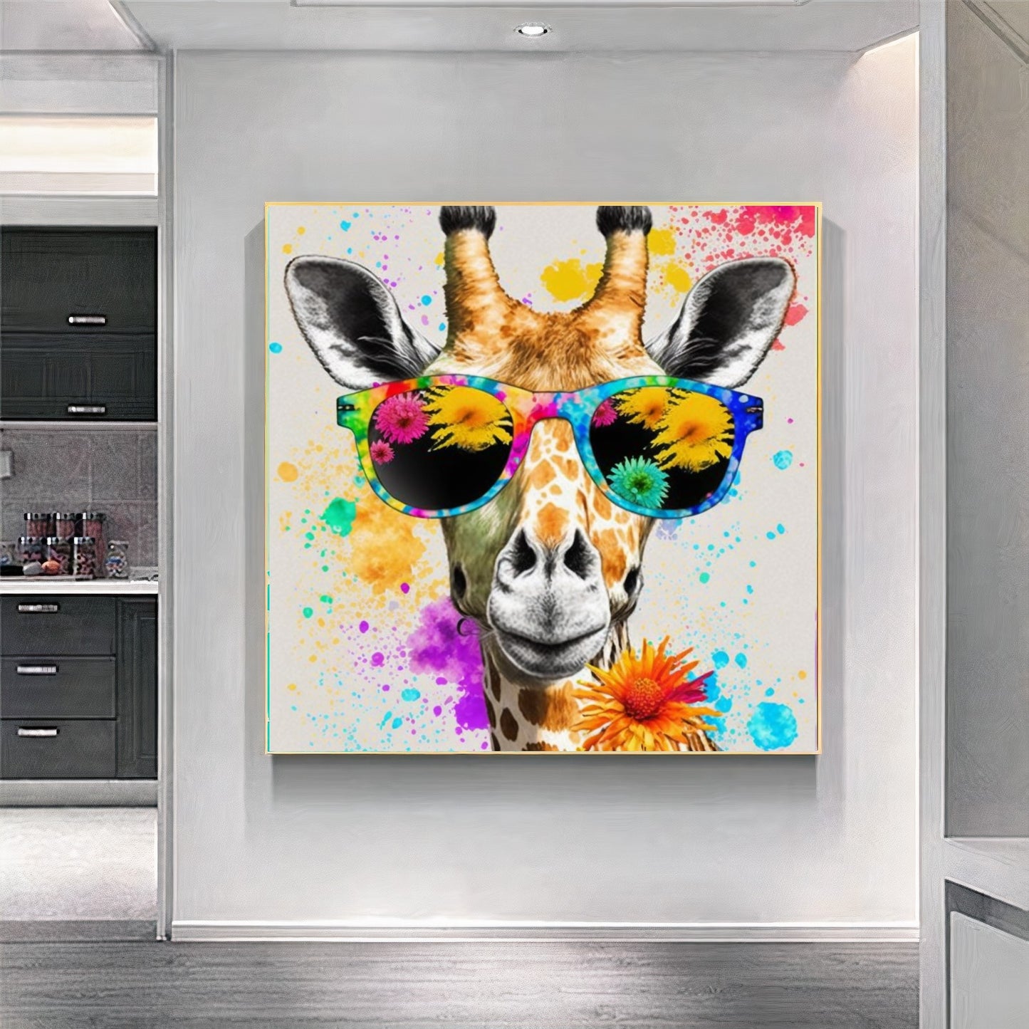 Sunny Giraffe with Sunglasses Canvas - Colorful Fun Animal Art - Modern Wall Decor for Bright Spaces