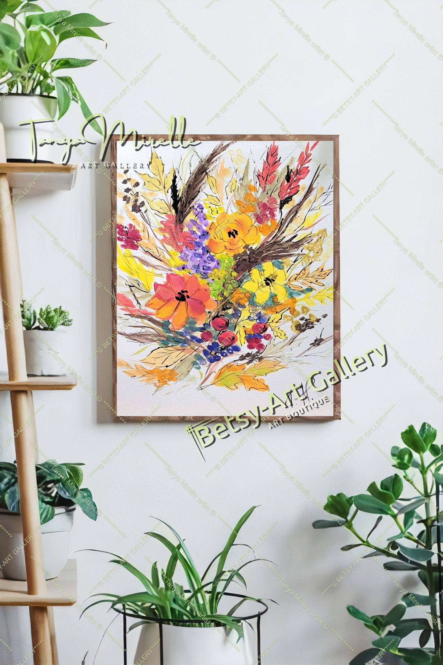 Autumn Wild Flowers Watercolor Painting, Botanical Wall Art {{ shop_name }}watercolor art print birthday gift blooming garden art botanical print colorful painting floral art floral painting garden painting gift for mom mediterranean art nature painting paper painting small painting wall art home decor watercolor floral watercolor flowers watercolor landscape watercolor painting wildflowers painting