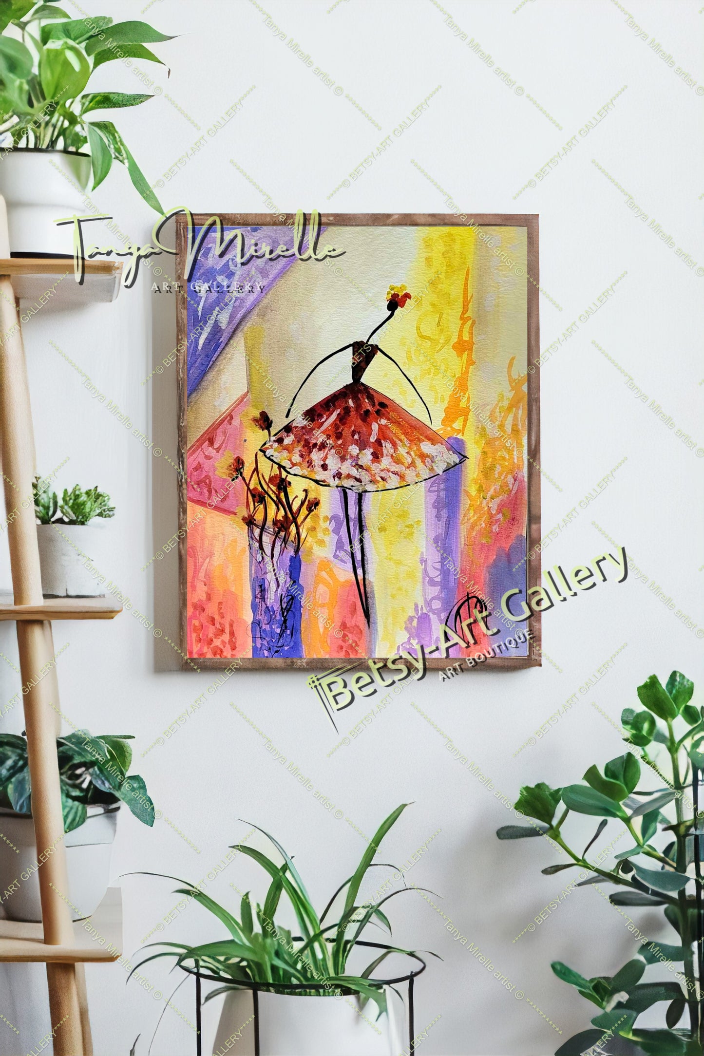 Elegant Ballerina Dance Art, Watercolor Ballet Painting, No Frame {{ shop_name }}watercolor abstract dance print art for girls Ballerina Dance ballerina print ballet decor ballet painting birthday gift colorful painting dance wall art dancer illustration dancer wall art elegant art gift for mom paper painting small painting watercolor art watercolor painting