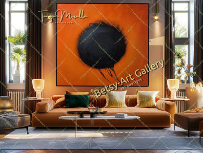 ''Any Fire Flower'' Abstract Art by Otto Piene, Modern Oil Painting on Canvas