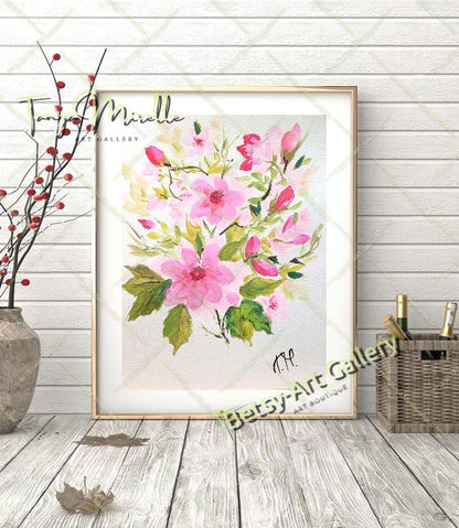 Spring Flowers Watercolor Painting, Botanical Wall Art {{ shop_name }}watercolor art print birthday gift blooming garden art botanical print colorful painting floral art floral painting garden painting gift for mom mediterranean art nature painting paper painting small painting wall art home decor watercolor floral watercolor flowers watercolor landscape watercolor painting wildflowers painting