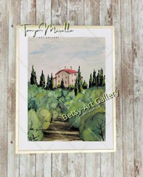 Olive Garden Watercolor Painting, Original Wall Art, No Frame {{ shop_name }}watercolor art print birthday gift blooming garden art botanical print colorful painting floral art floral painting garden painting gift for mom mediterranean art nature painting olive garden painting paper painting small painting wall art home decor watercolor floral watercolor flowers watercolor landscape watercolor painting wildflowers painting