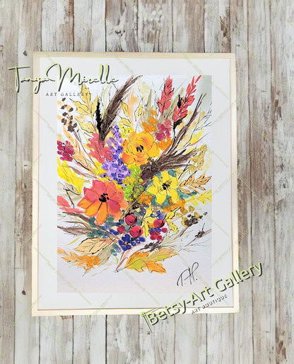 Autumn Wild Flowers Watercolor Painting, Botanical Wall Art {{ shop_name }}watercolor art print birthday gift blooming garden art botanical print colorful painting floral art floral painting garden painting gift for mom mediterranean art nature painting paper painting small painting wall art home decor watercolor floral watercolor flowers watercolor landscape watercolor painting wildflowers painting