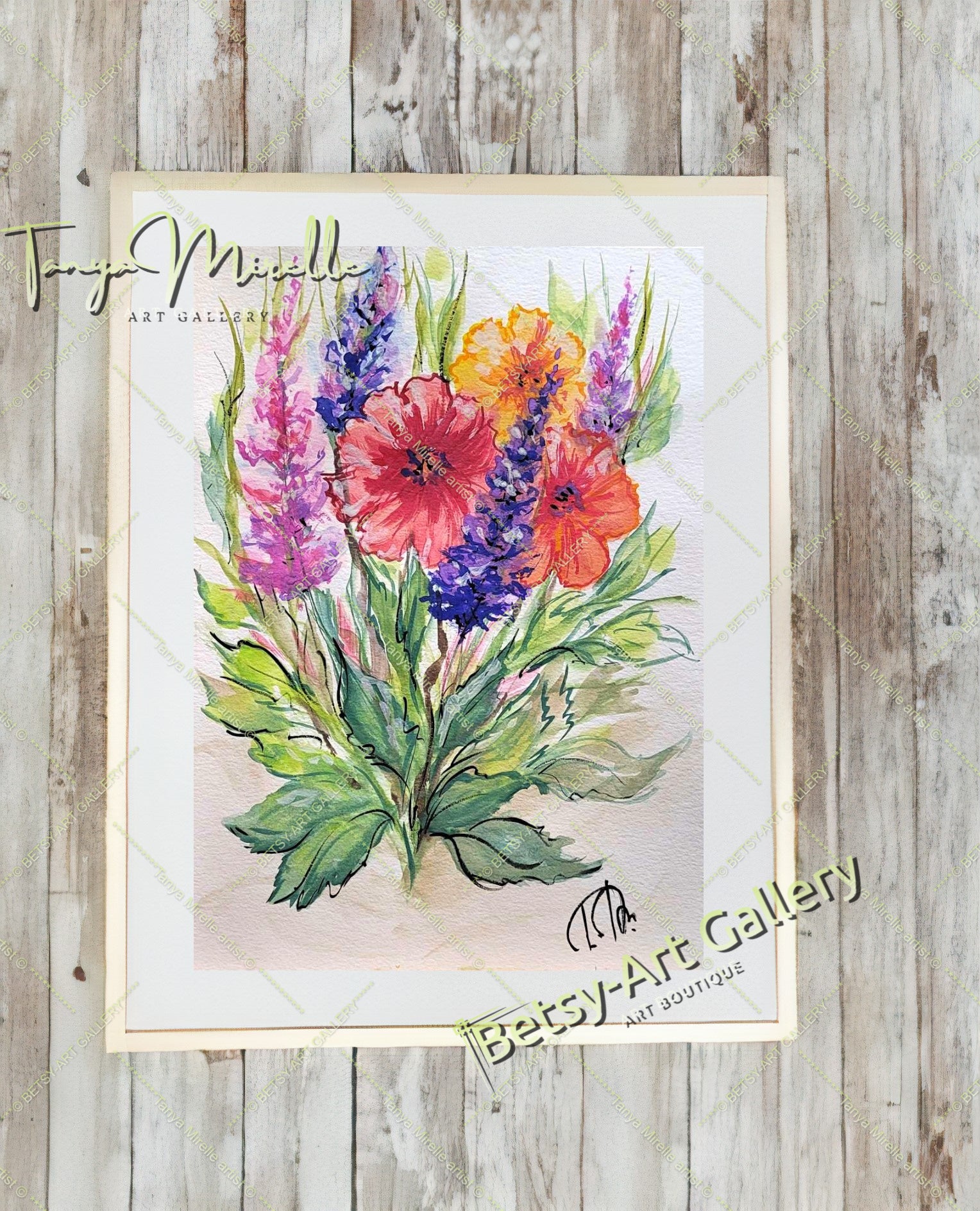 Garden Flowers Watercolor Painting, Botanical Wall Art No Frame {{ shop_name }}watercolor art print birthday gift blooming garden art botanical print colorful painting floral art floral painting garden painting gift for mom mediterranean art nature painting paper painting small painting wall art home decor watercolor floral watercolor flowers watercolor landscape watercolor painting wildflowers painting