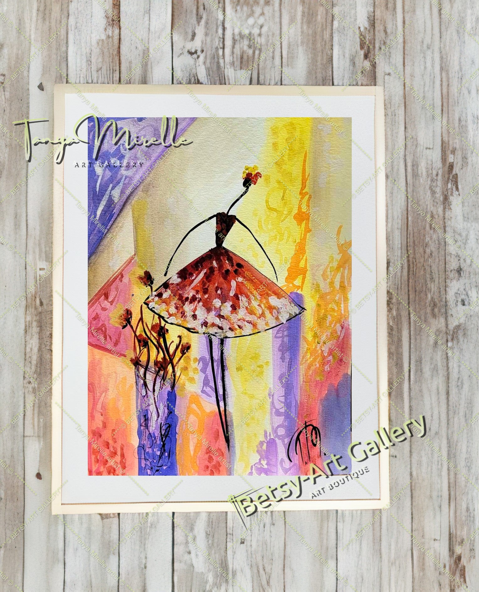 Elegant Ballerina Dance Art, Watercolor Ballet Painting, No Frame {{ shop_name }}watercolor abstract dance print art for girls Ballerina Dance ballerina print ballet decor ballet painting birthday gift colorful painting dance wall art dancer illustration dancer wall art elegant art gift for mom paper painting small painting watercolor art watercolor painting