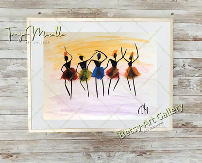 African Colorful Tribal Dancer Art - Watercolor Painting, No Frame {{ shop_name }}watercolor abstract dance print African dance art African decor art for girls birthday gift colorful painting cultural art dance wall art dancer illustration dancer wall art ethnic home decor gift for mom paper painting small painting tribal artwork watercolor art watercolor painting