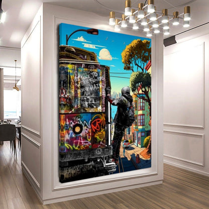 San Francisco Graffiti Streetcar Art Print on Canvas