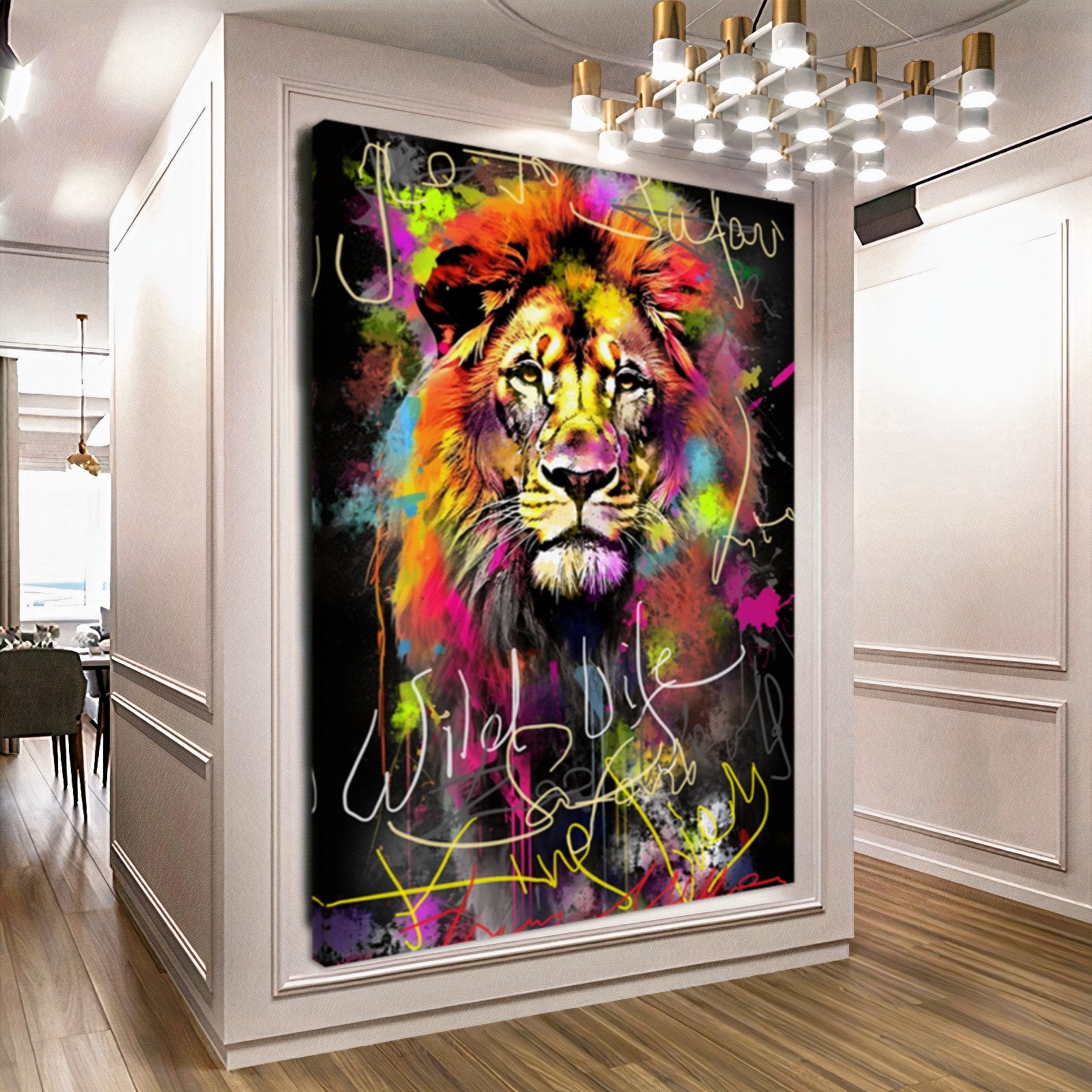 Vibrant Lion Canvas Print - Colorful Graffiti Art - Abstract Animal Wall Decor