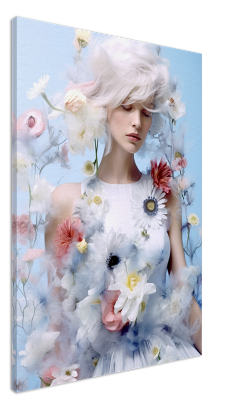 Modern Grace - Floral Woman Canvas Art - Romantic Print on Canvas - Elegant Home Decor – Large – Oil on Canvas – {{ product.title }} canvas artwork by Tanya Mirelle – modern wall decor – original artwork for home, living room, office, or gallery – original artwork by BETSY-ART GALLERY