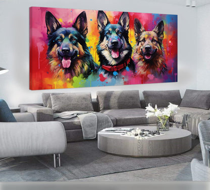 Colorful Dog Family - Vibrant Canvas Art, Modern Prin on Canvas