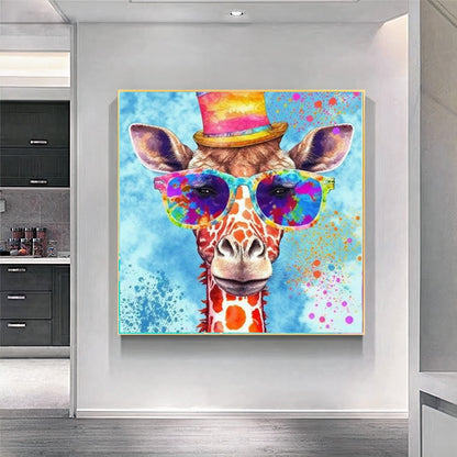 Sunny Giraffe with Sunglasses Canvas - Colorful Fun Animal Art - Modern Wall Decor for Bright Spaces