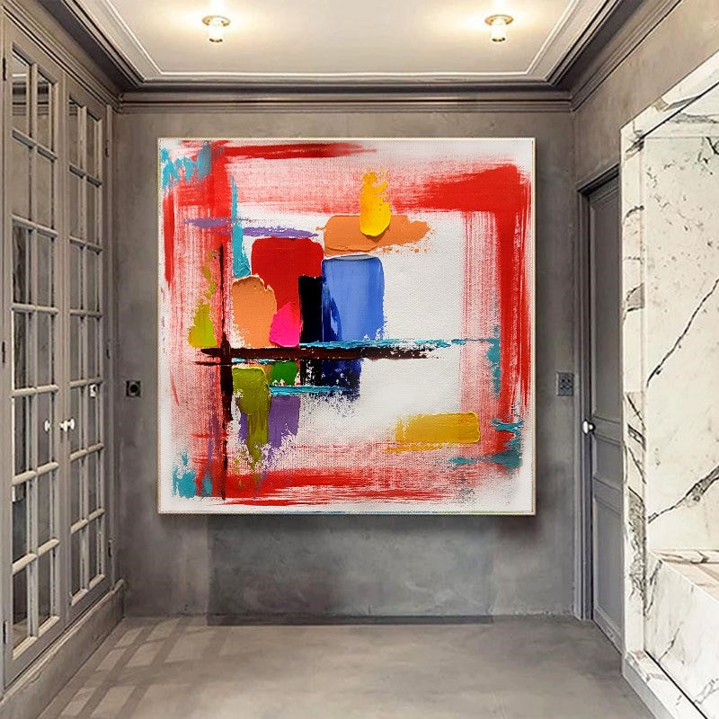 Large Red Abstract Wall Art - Original Impasto Oil Painting on Canvas – Large – Oil on Canvas – {{ product.title }} canvas artwork by Tanya Mirelle – modern wall decor – original artwork for home, living room, office, or gallery – original artwork by BETSY-ART GALLERY