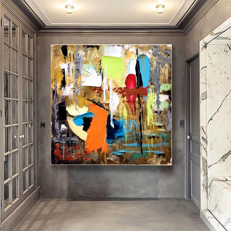 Colorful Abstract Painting, Impasto Oil Painting on Canvas, Large Modern Wall Art – Large – Oil on Canvas – {{ product.title }} canvas artwork by Tanya Mirelle – modern wall decor – original artwork for home, living room, office, or gallery – original artwork by BETSY-ART GALLERY