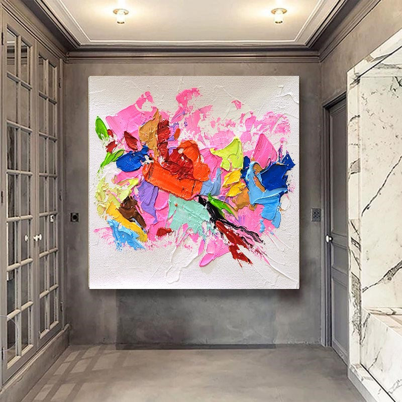 Pink Symphony, Modern Abstract Impasto Oil Painting on Canvas – Large – Oil on Canvas – {{ product.title }} canvas artwork by Tanya Mirelle – modern wall decor – original artwork for home, living room, office, or gallery – original artwork by BETSY-ART GALLERY