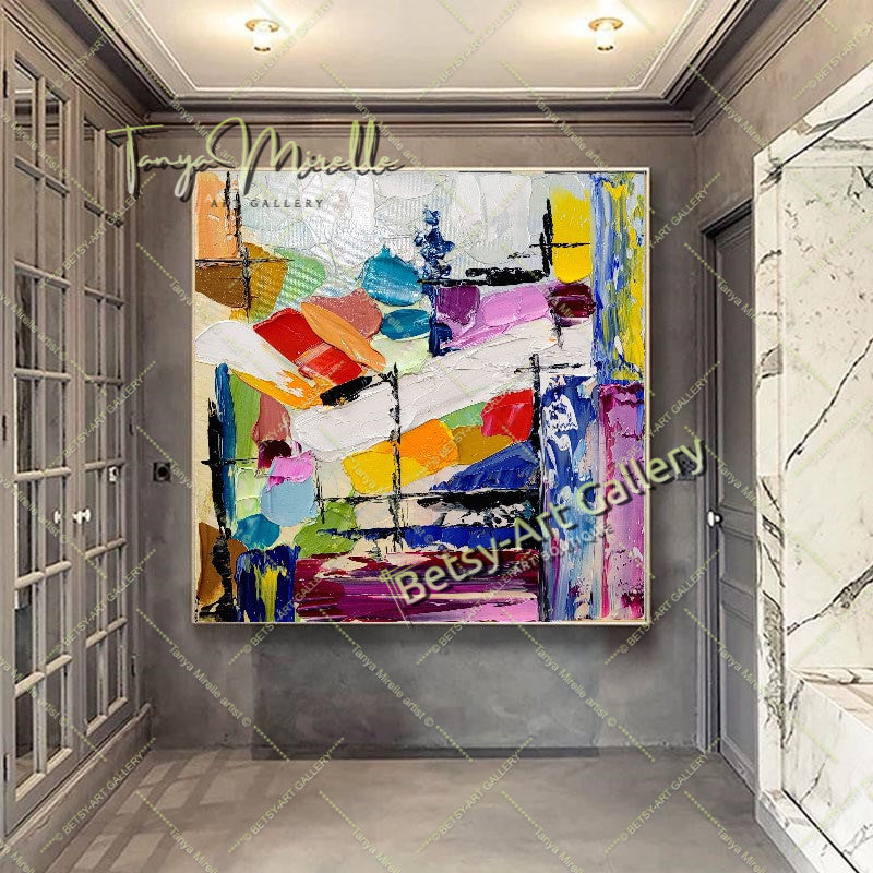 Large Abstract Colorful Impasto Oil Painting on Canvas # 219