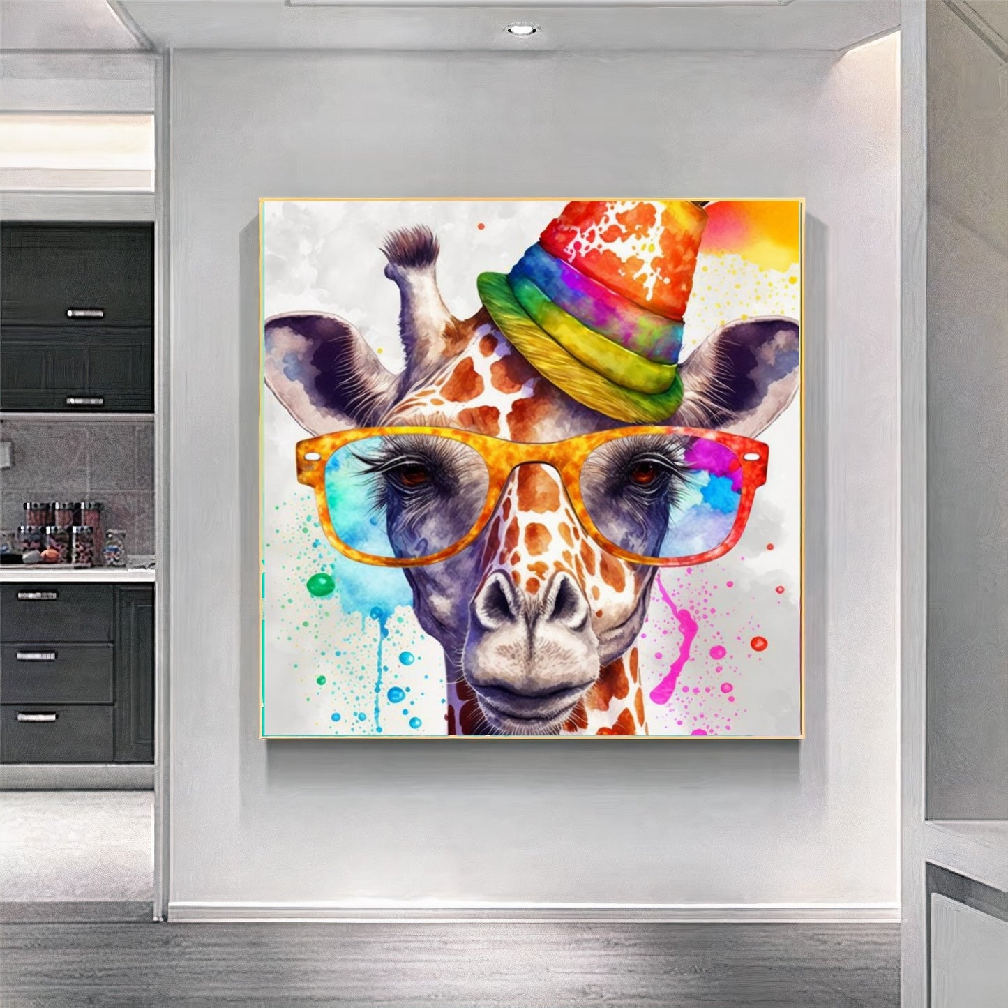 Sunny Giraffe with Sunglasses Canvas - Colorful Fun Animal Art - Modern Wall Decor for Bright Spaces