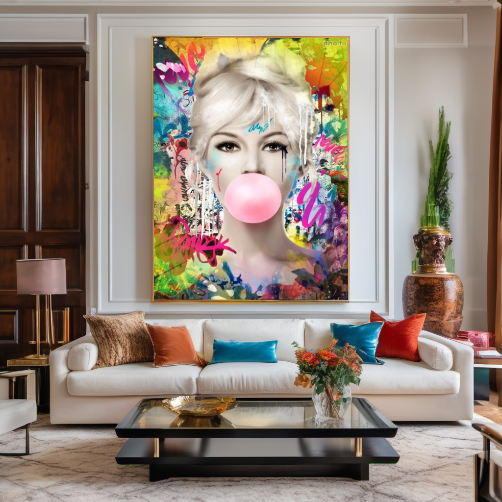 Audrey Hepburn, Marilyn Monroe, Bubble gum Pop Art - Large Canvas Print - Retro Hollywood Print B