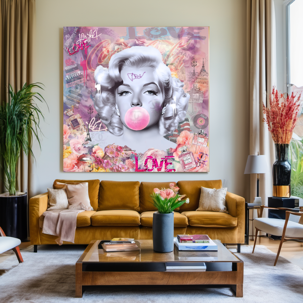 Pink Colors Marilyn Monroe, Bubble Gum Art, Modern Pop Art Print on Canvas {{ shop_name }}Prints canvas print canvas wall art giclée prints graffiti art print graffiti canvas graffiti canvas art large canvas print large wall art Large Wall Art Decor Living Room Art merilyn monroe art print Merilyn Monroe painting modern abstract art modern art print pop art print print on canvas ready to hang canvas street art on canvas stretched canvas art wall art prints