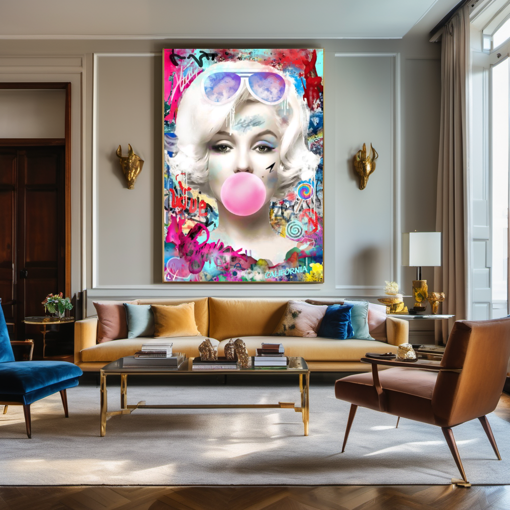 Audrey Hepburn, Marilyn Monroe and Brigitte Bardot, Bubble Gum Art, Modern Pop Art Canvas Print