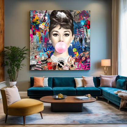 Brigitte Bardot, Marilyn Monroe, Audrey Hpburn, Bubble Gum Art, Modern Pop Art Print on Canvas {{ shop_name }}Prints canvas print canvas wall art giclée prints graffiti art print graffiti canvas graffiti canvas art large canvas print large wall art Large Wall Art Decor Living Room Art merilyn monroe art print Merilyn Monroe painting modern abstract art modern art print pop art print print on canvas ready to hang canvas street art on canvas stretched canvas art wall art prints
