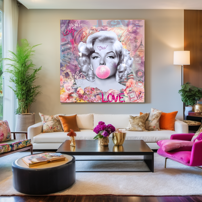 Pink Colors Marilyn Monroe, Bubble Gum Art, Modern Pop Art Print on Canvas {{ shop_name }}Prints canvas print canvas wall art giclée prints graffiti art print graffiti canvas graffiti canvas art large canvas print large wall art Large Wall Art Decor Living Room Art merilyn monroe art print Merilyn Monroe painting modern abstract art modern art print pop art print print on canvas ready to hang canvas street art on canvas stretched canvas art wall art prints