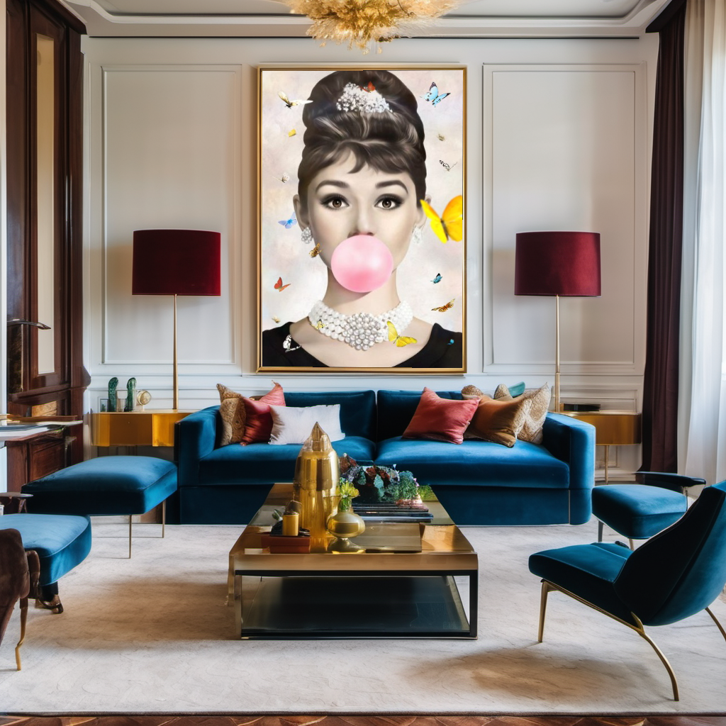 Floral Audrey Hepburn, Marilyn Monroe and Brigitte Bardot, Bubble Gum Art, Modern Pop Art Canvas Print