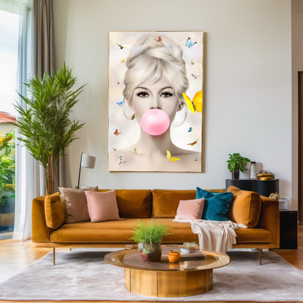 Floral Audrey Hepburn, Marilyn Monroe and Brigitte Bardot, Bubble Gum Art, Modern Pop Art Canvas Print