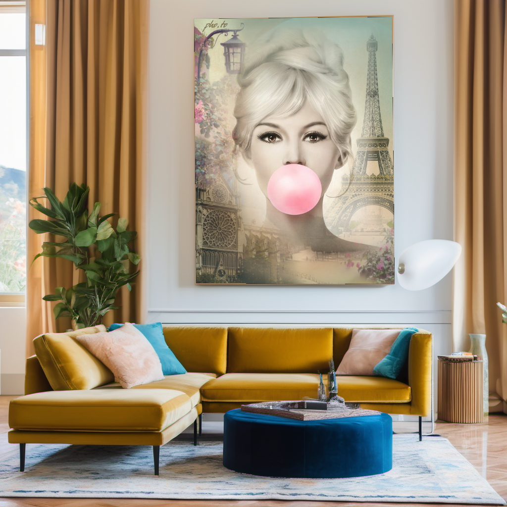 Vintage Tattoo Canvas Print, Audrey Hepburn, Marilyn Monroe – Large – Oil on Canvas – {{ product.title }} canvas artwork by Tanya Mirelle – modern wall decor – original artwork for home, living room, office, or gallery – original artwork by BETSY-ART GALLERY