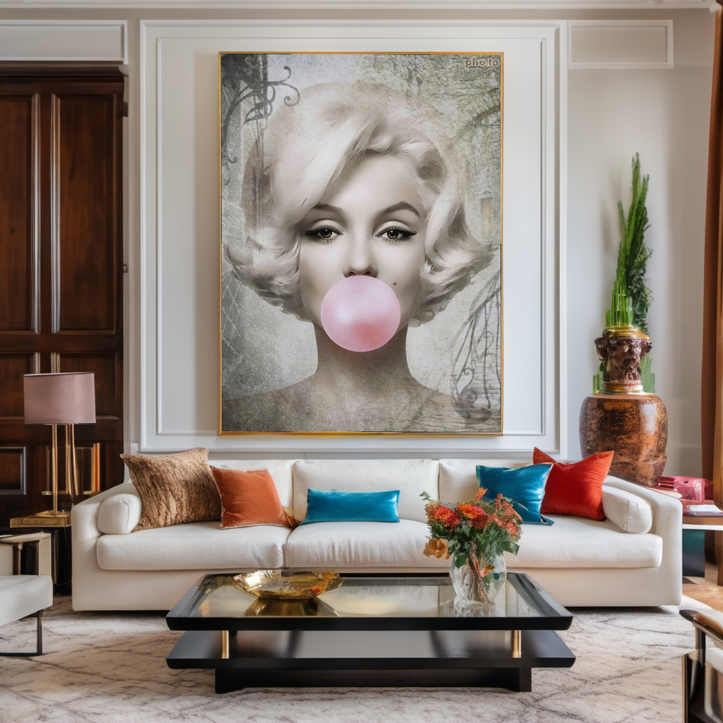 Vintage Print Art, Audrey Hepburn, Marilyn Monroe and Brigitte Bardot – Large – Oil on Canvas – {{ product.title }} canvas artwork by Tanya Mirelle – modern wall decor – original artwork for home, living room, office, or gallery – original artwork by BETSY-ART GALLERY