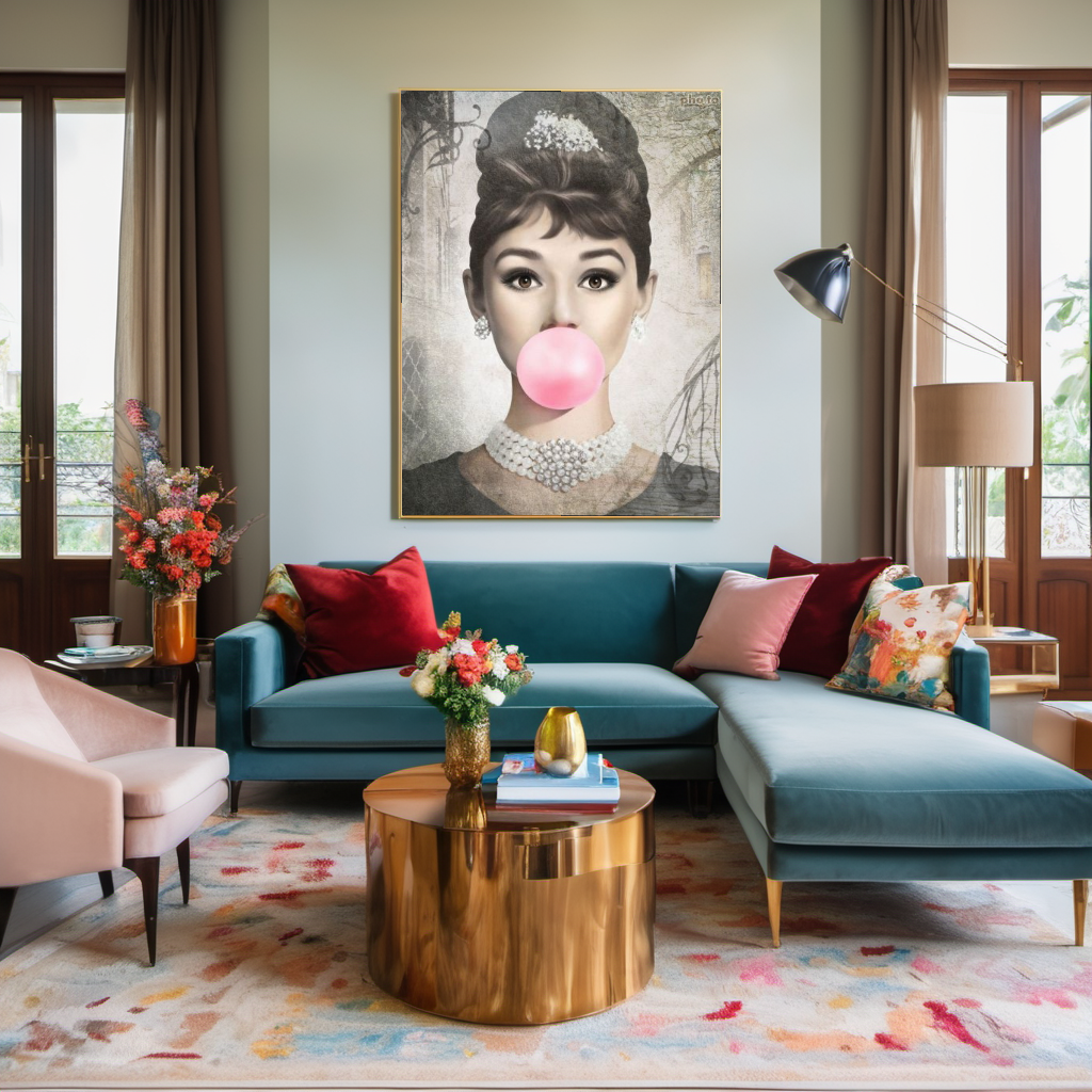 Vintage Print Art, Audrey Hepburn, Marilyn Monroe and Brigitte Bardot – Large – Oil on Canvas – {{ product.title }} canvas artwork by Tanya Mirelle – modern wall decor – original artwork for home, living room, office, or gallery – original artwork by BETSY-ART GALLERY