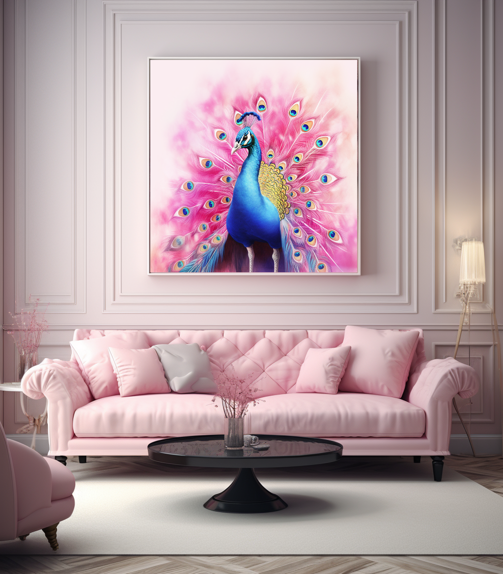 Golden Peacock Splendor - Majestic Canvas Print of Regal Bird