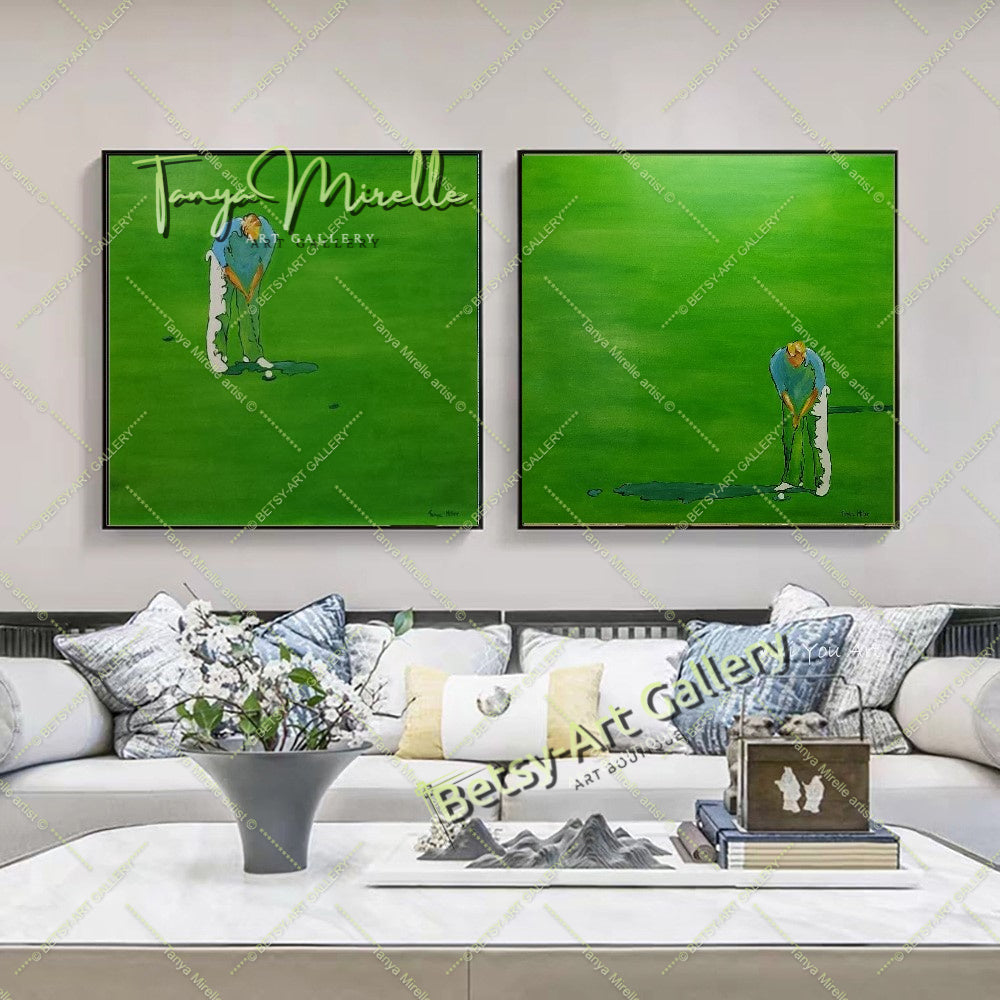 GRANDE peinture abstraite moderne de golf sur toile, art de golf, décoration de golf, décoration d'intérieur unique, club, bureau