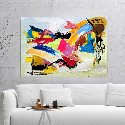 Colorful Modern Abstract Wall Art for Living room, Impasto Oil Painting on Canvas