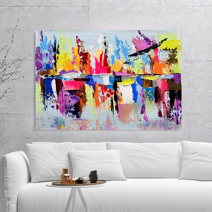 Colorful Modern Abstract Wall Art for Living room, Impasto Oil Painting on Canvas