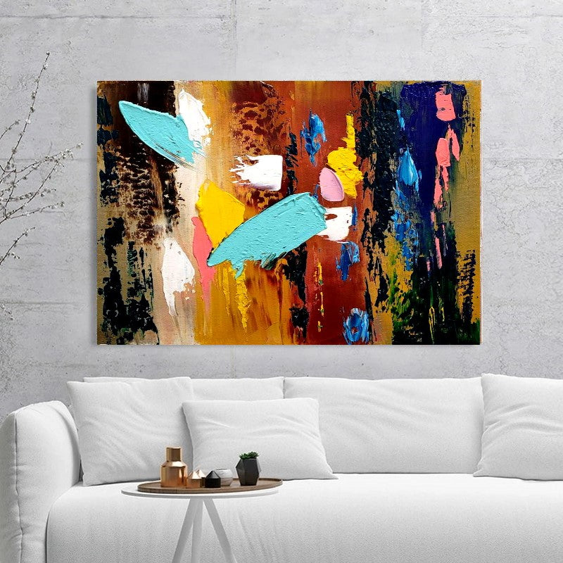 Large Modern Abstract Painting, Vibrant Color Impasto Wall Art, Oil Painting on Canvas